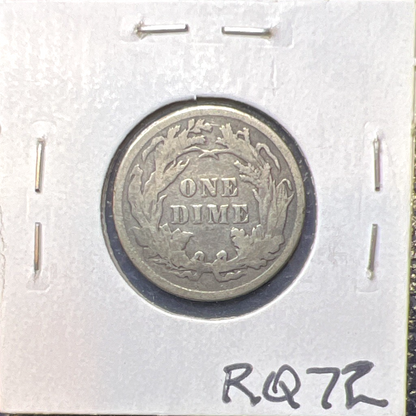 1891 Liberty Seated Dime 90% Silver 10c Coin Full Liberty Very Fine+ Last Year