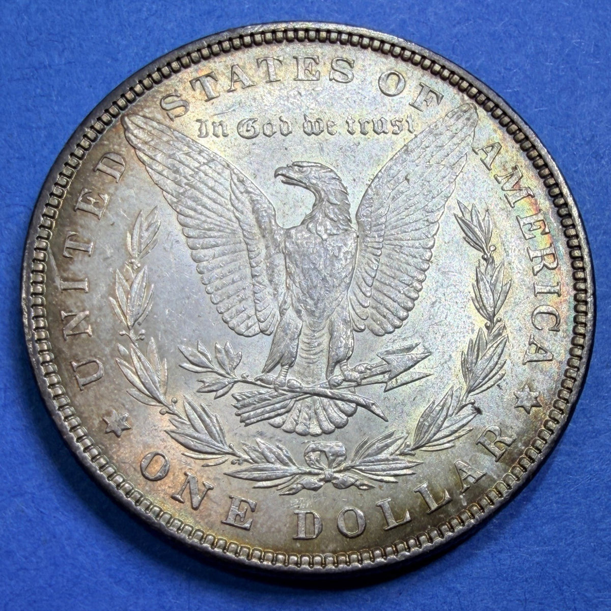 1882 Morgan Silver Dollar $1 BU Blue Toned Philadelphia 90% Silver US Coin
