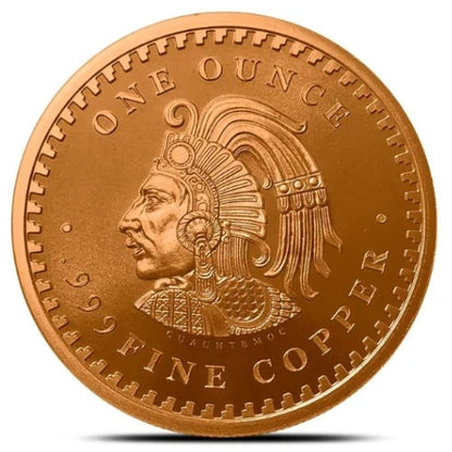 🔥 Cuauhtémoc Aztec Calendar 1 Oz .999 Copper Round Semi-Rare Collectible Coin
