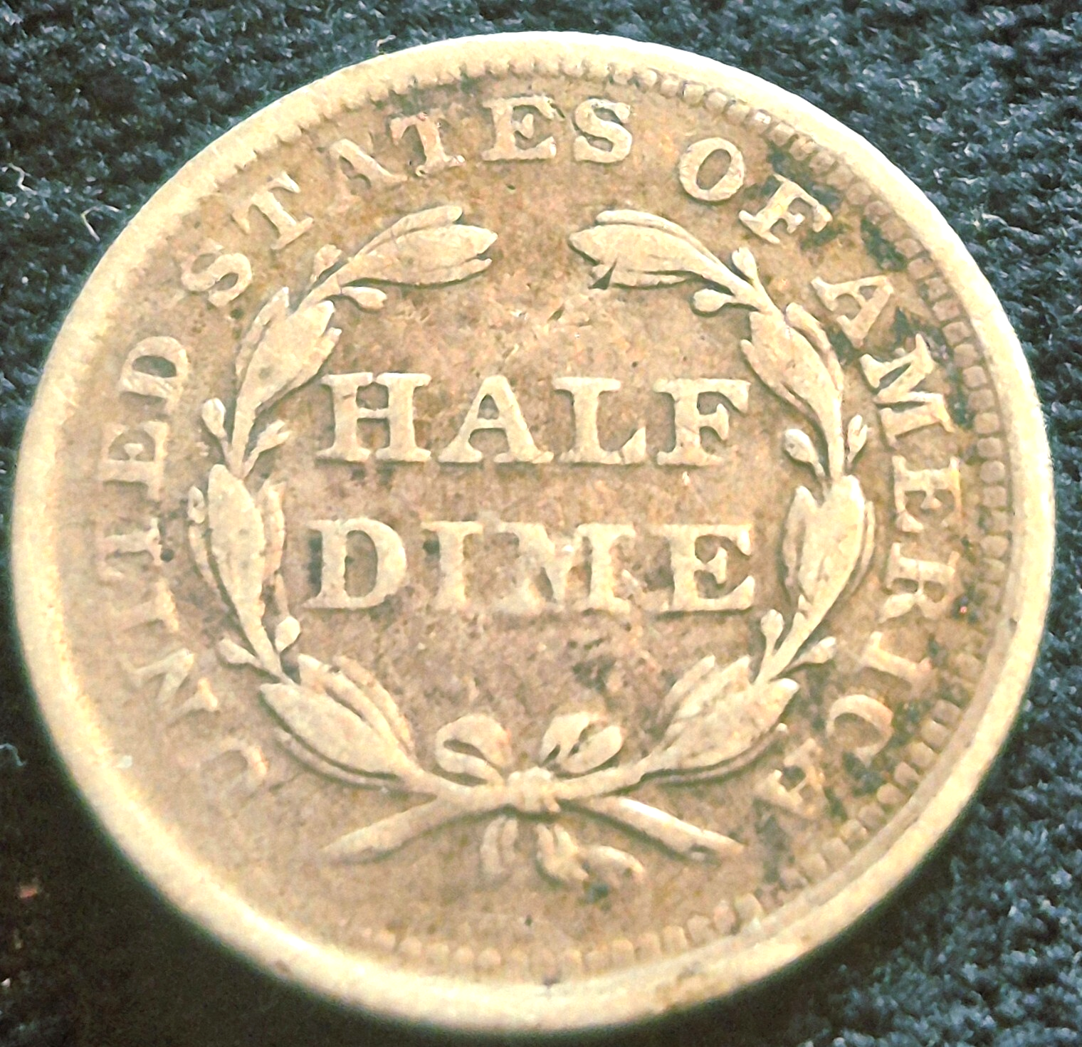1857 Liberty Seated Half Dime 90% Silver Variety 2, F-VF Features