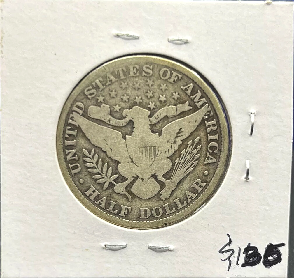 1906 P Barber Half Dollar 90% Silver 50c Coin Strong VG Features