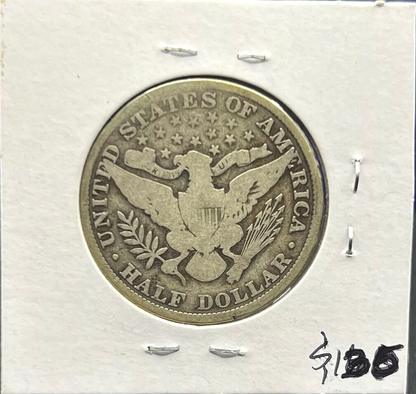 1906 P Barber Half Dollar 90% Silver 50c Coin Strong VG Features