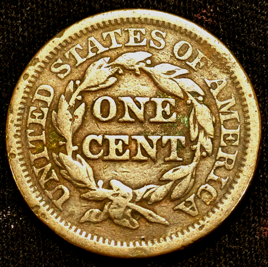 1845 Braided Hair Large Cent N9 R2 GSID 1111 Strong F-VF Features