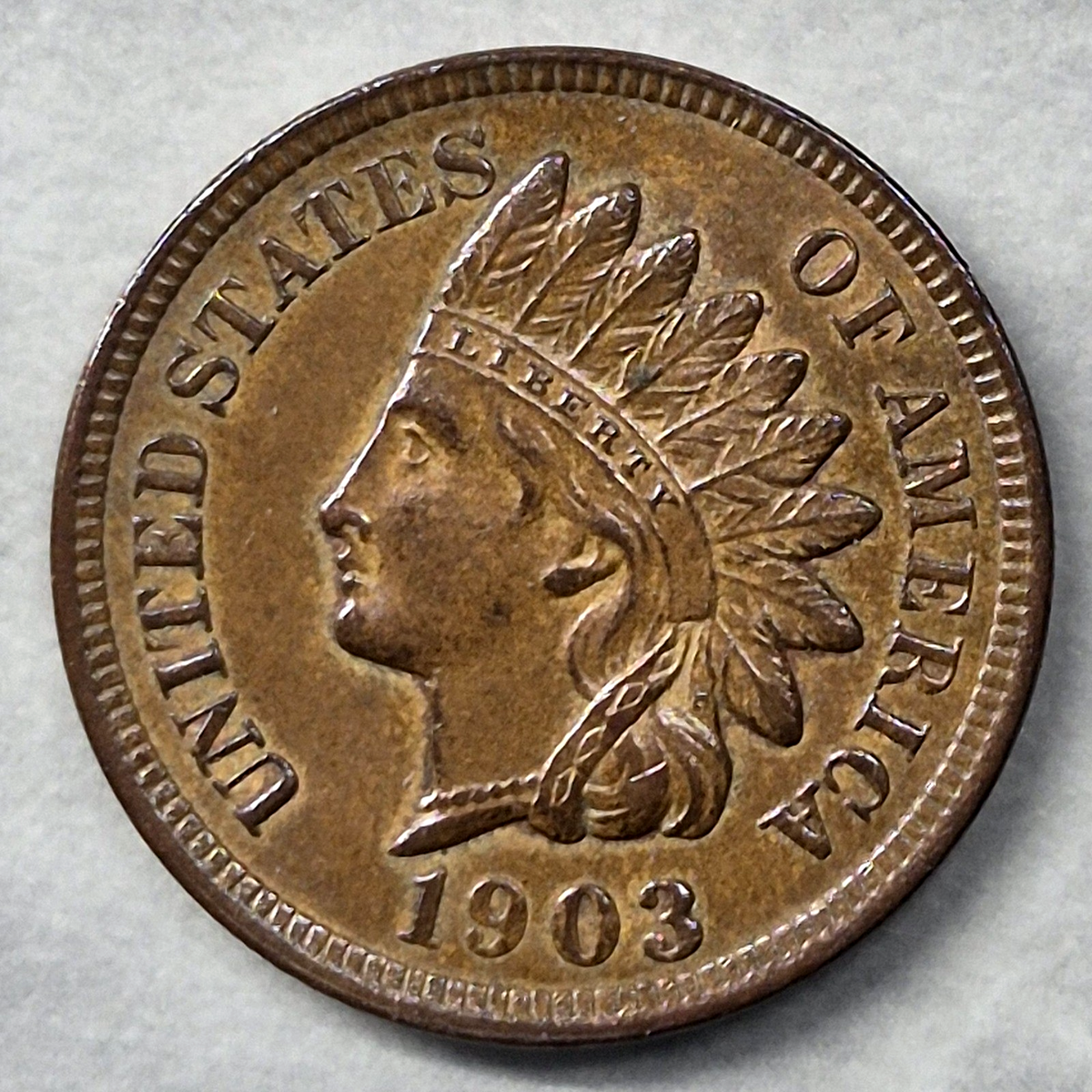 1903 Indian Head Cent Penny 1C Uncirculated BU Brown Full LIBERTY & Diamonds