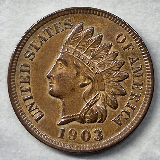 1903 Indian Head Cent Penny 1C Uncirculated BU Brown Full LIBERTY & Diamonds