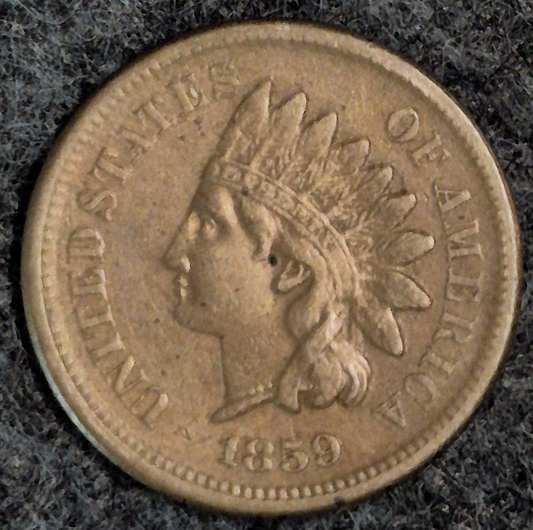 1859 Indian Head Cent First Year XF+ Features Laurel Wreath Reverse Coin Shown