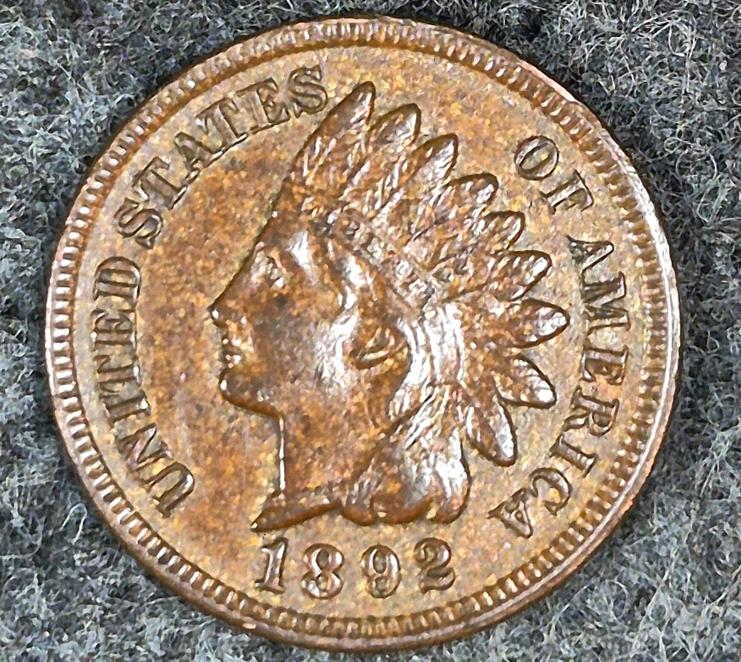 1892 Indian Head Cent Choice Crisp AU-MS Features High Grade Toned See Video