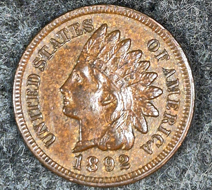 1892 Indian Head Cent Choice Crisp AU-MS Features High Grade Toned See Video