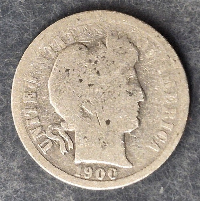1900-O Barber Dime 10C 90% Silver New Orleans Mint Low Mintage 2.01M Good