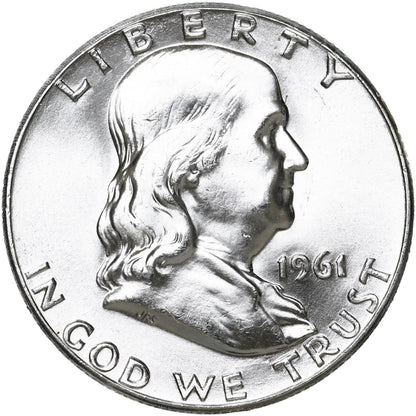 1961 (P) Ben Franklin Half Dollar 90% Silver BU Uncirculated 50c Coin
