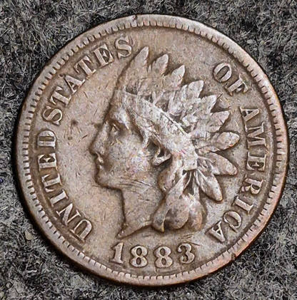 1883 Indian Head Cent Penny VF Features Part Liberty, Receive Coin Pictured 1C