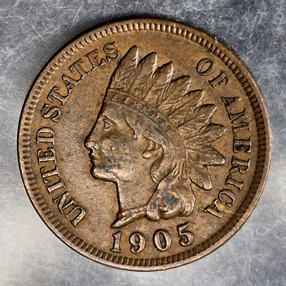 1905 Indian Head Cent Penny 1C XF Extremely Fine Full LIBERTY Reverse Spot