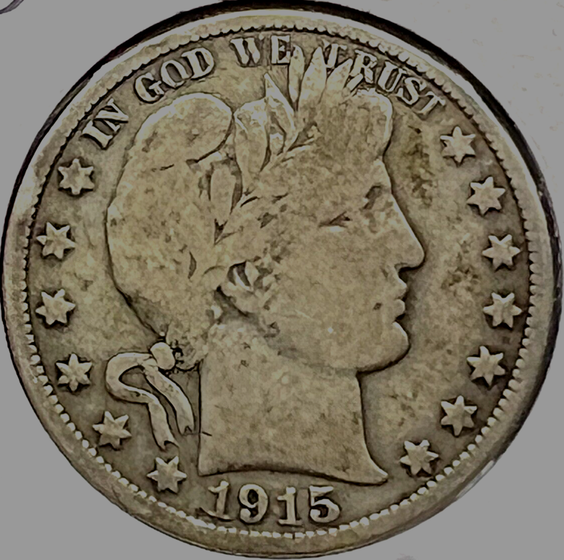 1915 D Barber Half Dollar 90% Silver 50c Coin Great VG-F Features