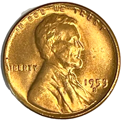 1953-S Lincoln Wheat Cent BU Uncirculated From Original Bank Wrapper Roll OBW