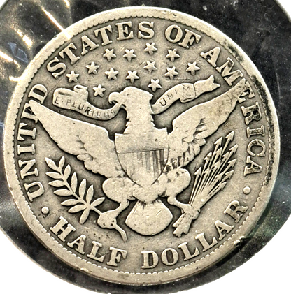 1912 Barber Half Dollar 90% Silver 50C Full Motto, Full Rims, Partial Liberty