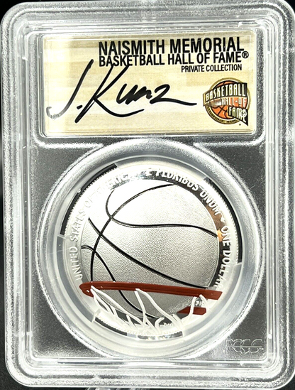 2020-P Basketball HOF PCGS PR70 DCAM FDOI 1st Official Colorized J. Kunz AUTO
