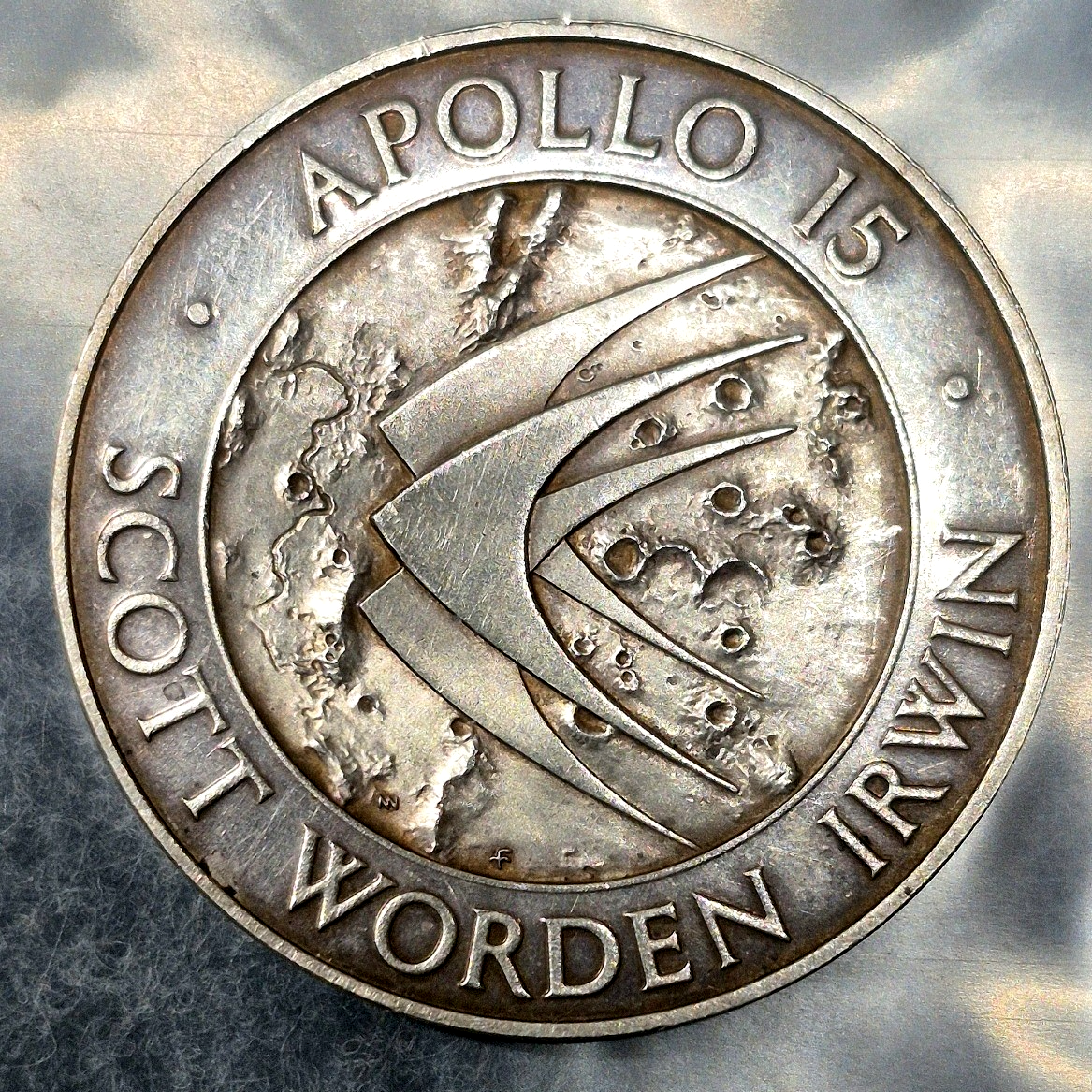 1971 Apollo 15 Scott Worden Irwin Sterling Medal 33g Version Mintage 31851 Toned