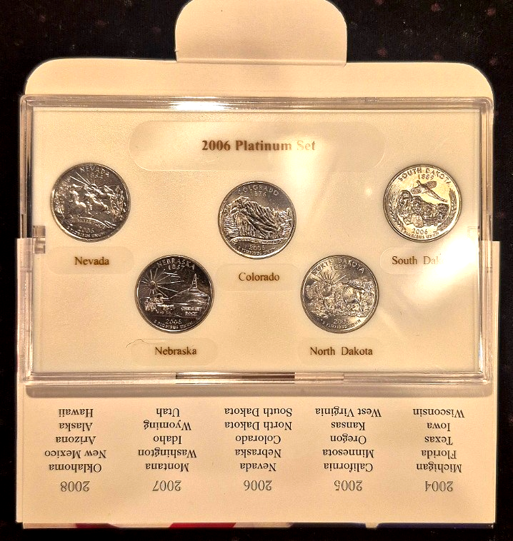 2006 Platinum Edition State Quarter Collection – 5 Coin Set