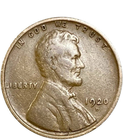 🔥 1920 D Lincoln Wheat Cent FINE-VERY FINE (F-VF) Condition Copper Penny 1c