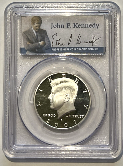 2007 S Silver Proof Kennedy Half Dollar PCGS PR69 DCAM JFK Signature Label