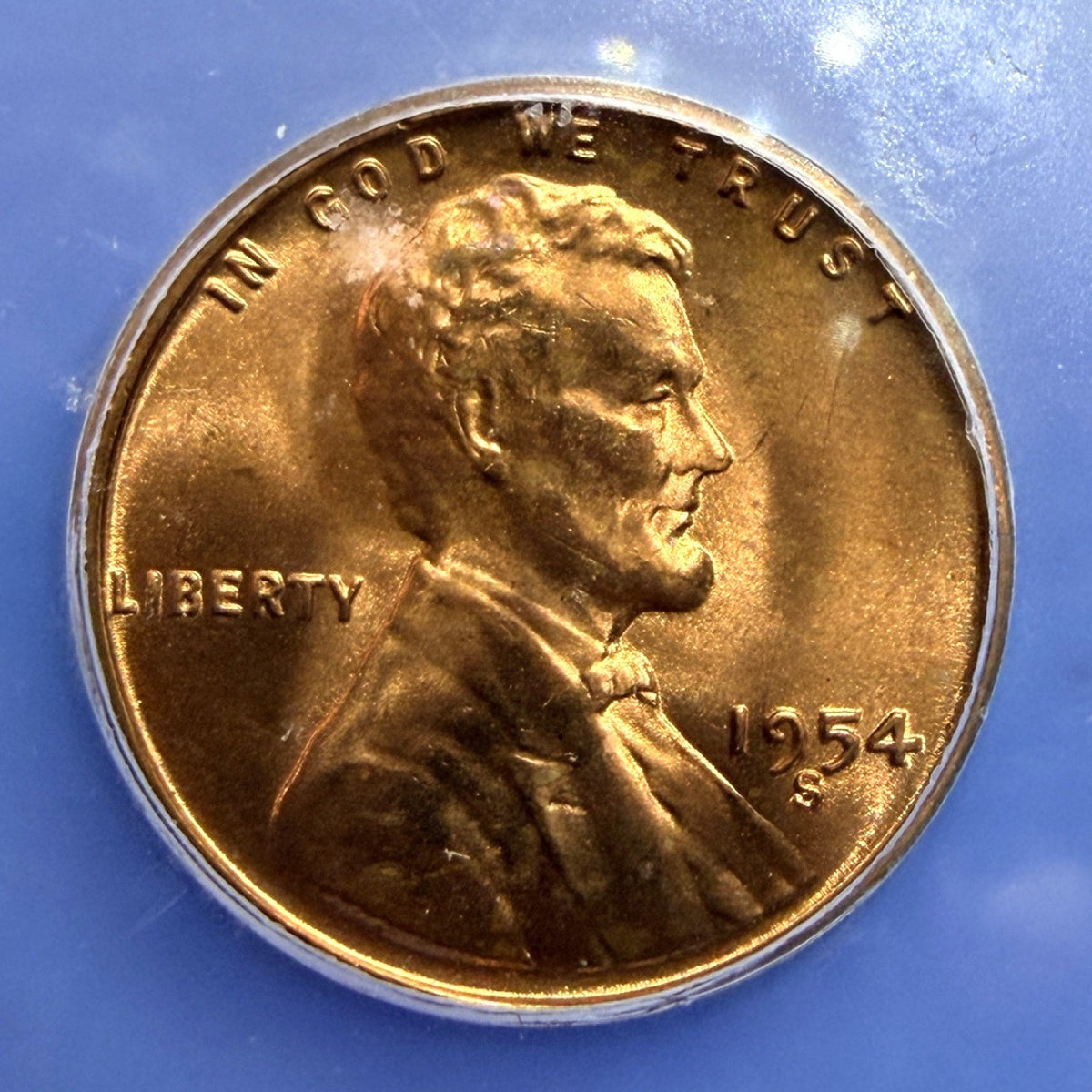 1954-S Lincoln Wheat Cent ICG MS65 RD Full Red San Francisco Mint Penny Coin