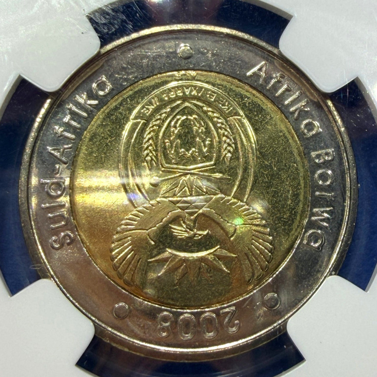 2008 South Africa 5 Rand Nelson Mandela 90th Birthday NGC MS65 Mandela Label
