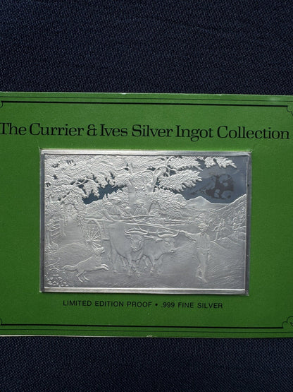 33.33 ozt .999 Fine Silver The Currier & Ives Silver Ingots 1038.G Franklin Mint