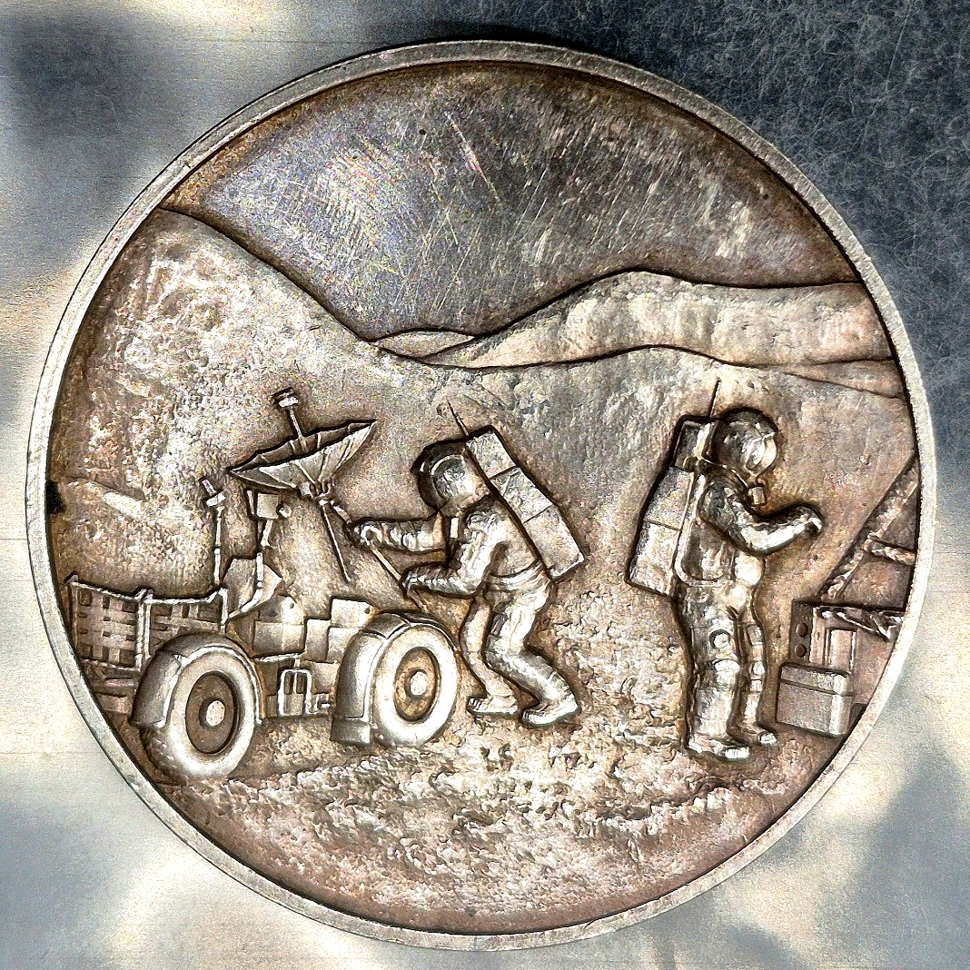 1971 Apollo 15 Scott Worden Irwin Sterling Medal 33g Version Mintage 31851 Toned