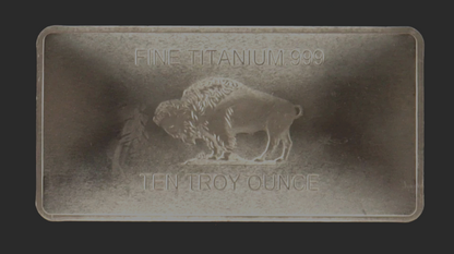 (1) 10 Ounce Titanium Buffalo Bar .999 Fine Ti Element One Ten Troy Oz Bar