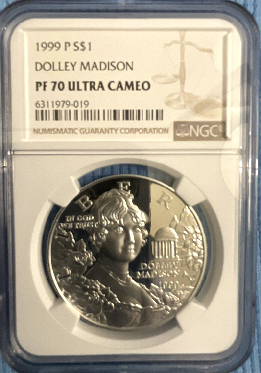 1999 P DOLLEY MADISON Silver Dollar Commemorative NCG S$1 PF 70 ULTRA CAMEO