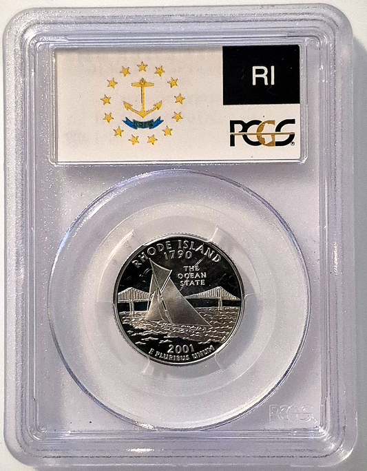 2001 S 25C Silver Rhode Island Quarter PCGS Highly Graded PR69 DCAM