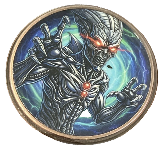 Alien & Spaceship Colored Coin + Capsule & COA 1oz Copper Round Numbered Limited