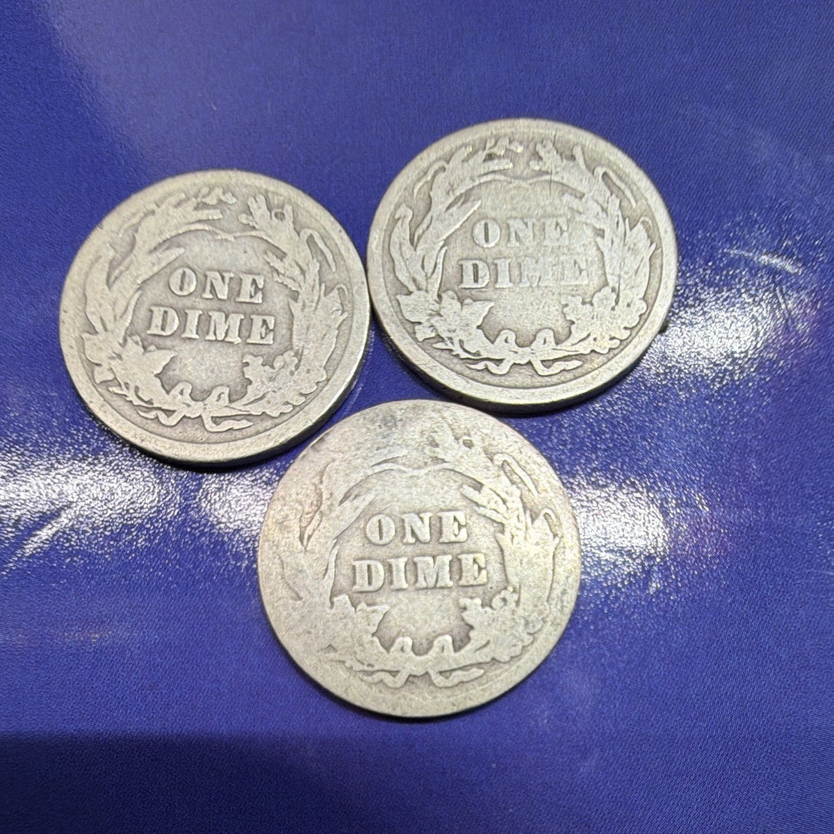 1902 1913 1914 Barber Dime 10C Lot of 3 G Good 90% Silver US Coins