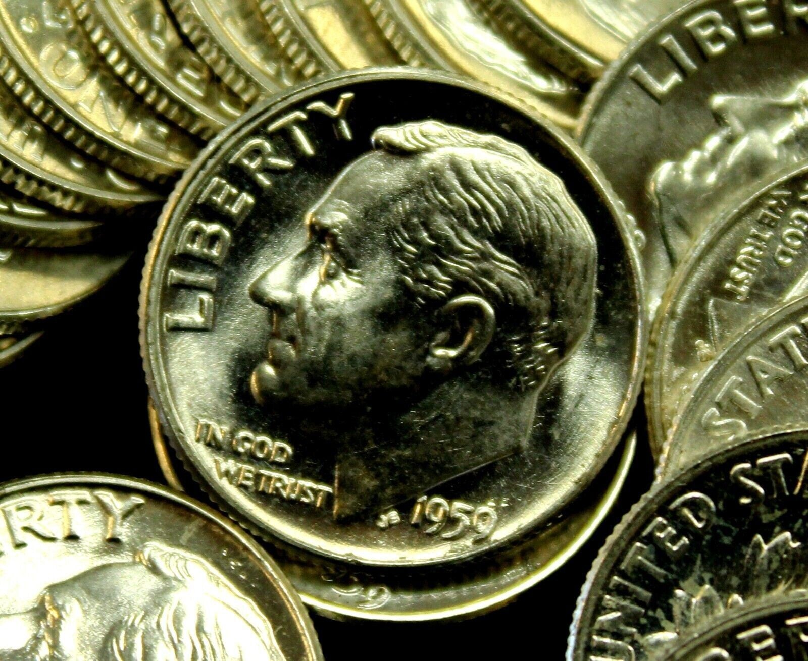 1959P Roosevelt Dime 90% SILVER Gem BU Brilliant Uncirculated Bright White Shiny