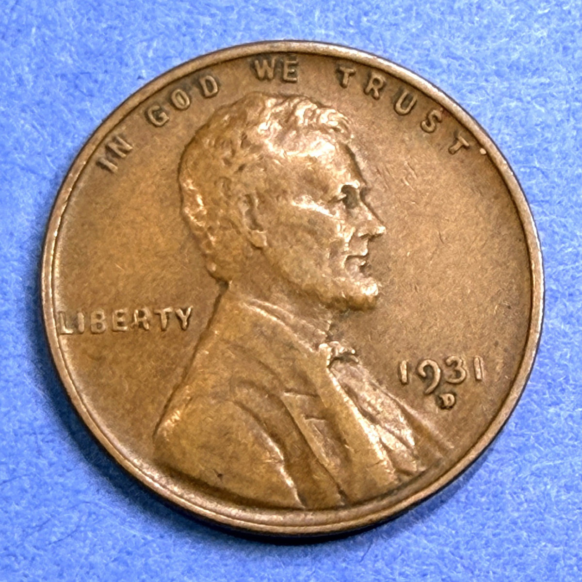 1931-D Lincoln Wheat Cent 1C F Fine Semi Key Date Low Mintage Denver Penny Coin