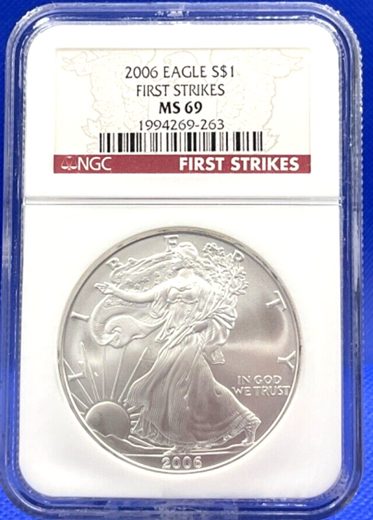 2006 NGC MS69 American Silver Eagle $1 FIRST STRIKES Red Label