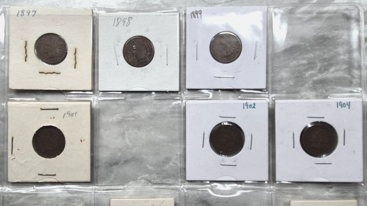 Lot of 11 Indian Head Cents 1897-1907 Vintage 2x2 Flips Old Collection 1C Penny