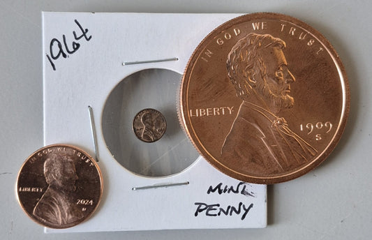 1964 Mini Penny Novelty + 2024-D Lincoln Cent + 1 oz .999 Copper Round Lot of 3