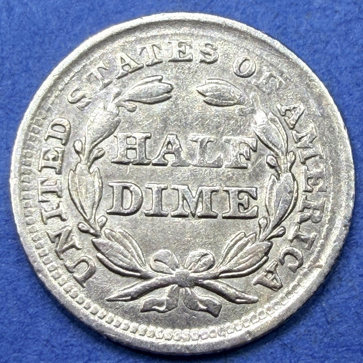 1857 Seated Liberty Half Dime H10C 90% Silver AU Lustrous Pre Civil War Type