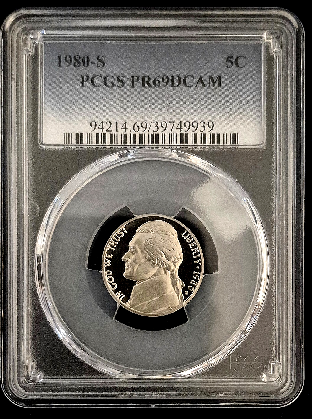 1980-S Proof Jefferson Nickel 5C - PCGS PR70 DCAM Deep Cameo (PF70) - Top Grade!