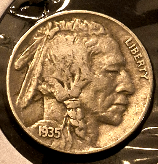 1935D Buffalo Nickel US Five Cent Coin Strong VF-XF Features 5C