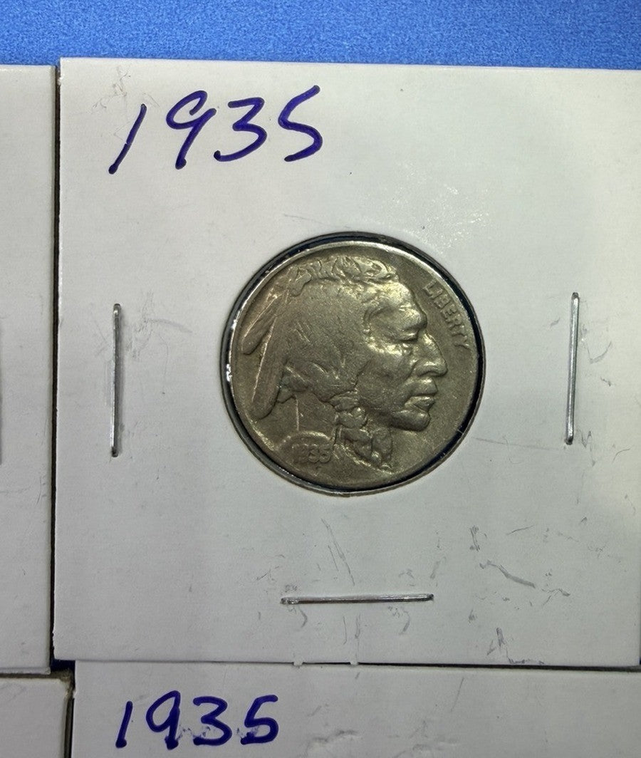 1935 Buffalo Nickel 5C Lot of 4 Coins F Fine Indian Head Five Cents US Coins