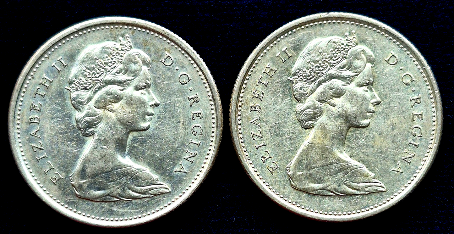 (2) 1867-1967 Canada Lynx Quarter Canadian (1) 80% (1) 50% Silver Coins 25C See