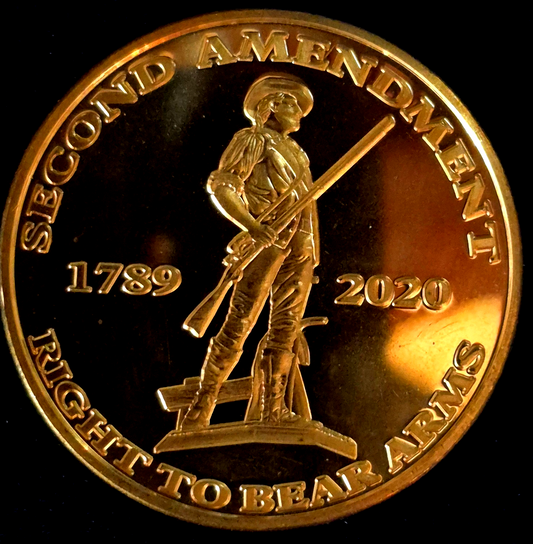 1oz Copper Round 1789-2020 Second Amendment/Right to Bear Arms .999 Fine Copper