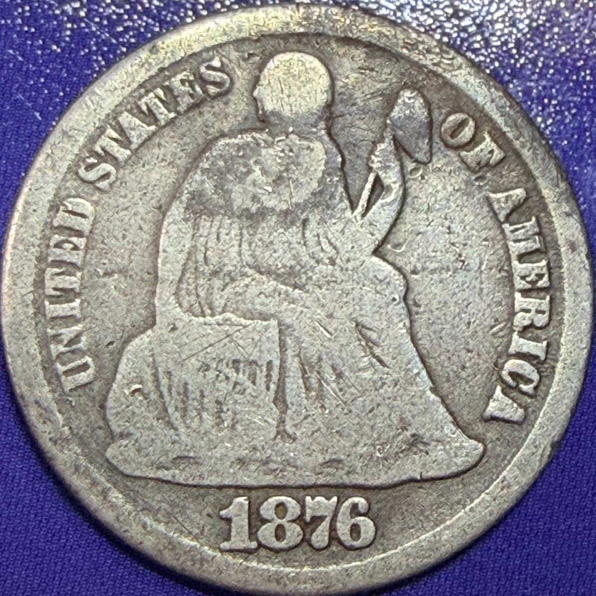 1876-CC Seated Liberty Dime 10c F Fine Carson City Mint 90% Silver