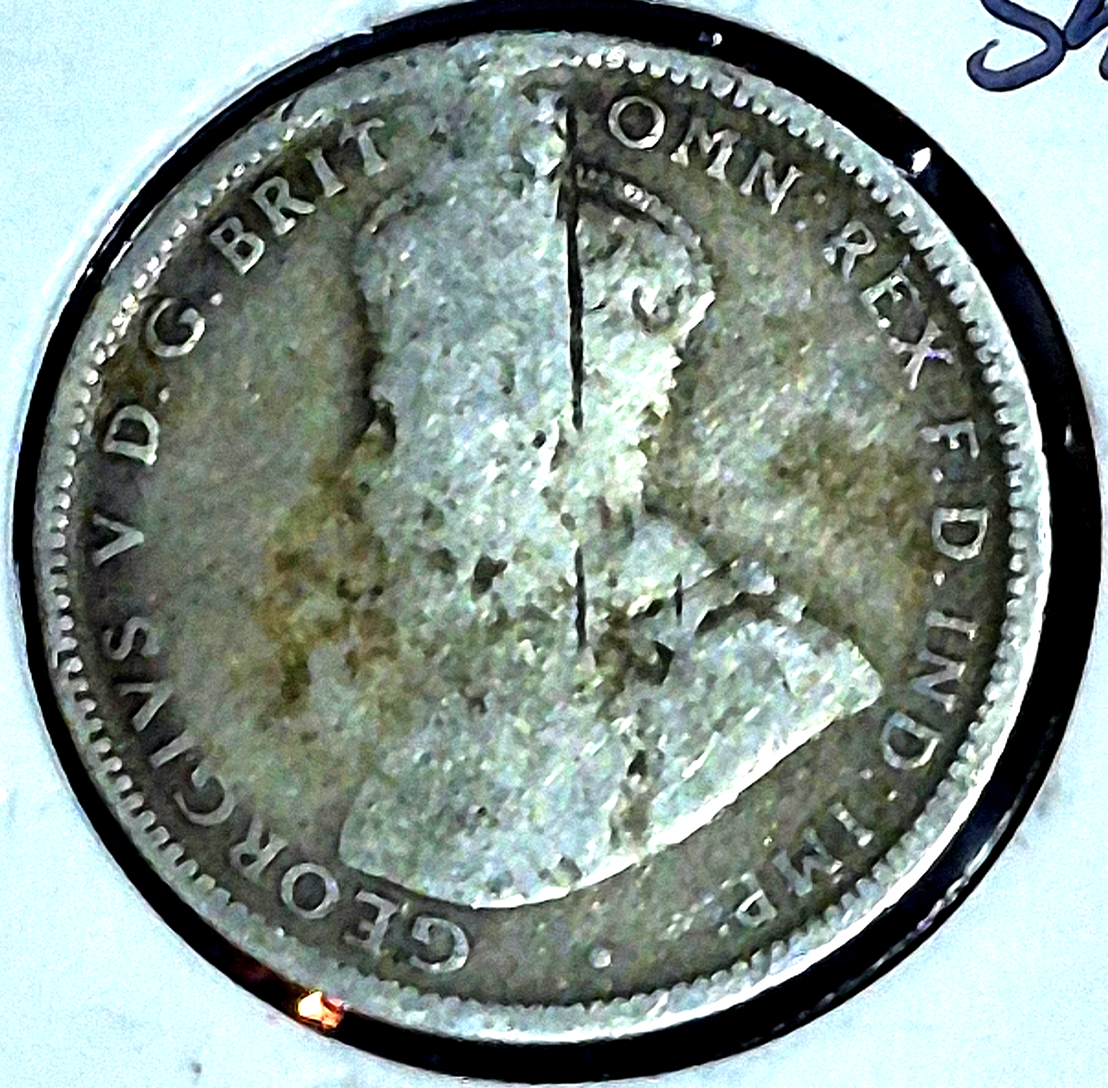 1911 AUSTRALIA George V .925 Silver 1 Shilling AG Features Unique Damage Obv/Rev