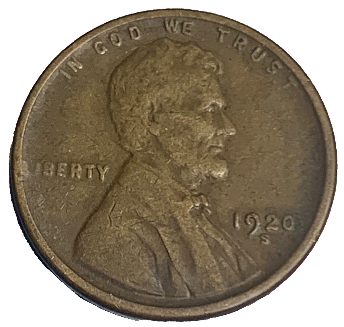 1920-S Lincoln Cent ~ Good (G) to (VG) Very Good Condition Copper Penny