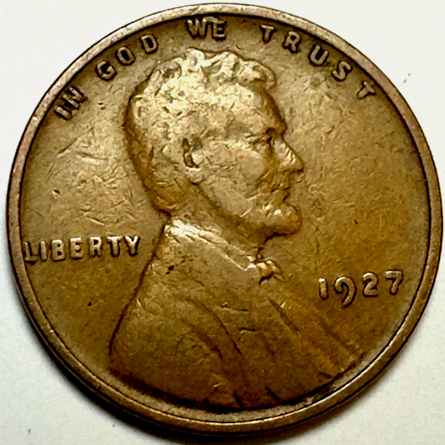1927 Lincoln Cent Good (G) to FINE (F) Circulated Condition Copper Penny