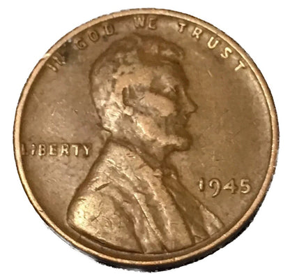 1945 P Lincoln Wheat Cent (G-F) Good to Fine Circulated 1c Copper Coin