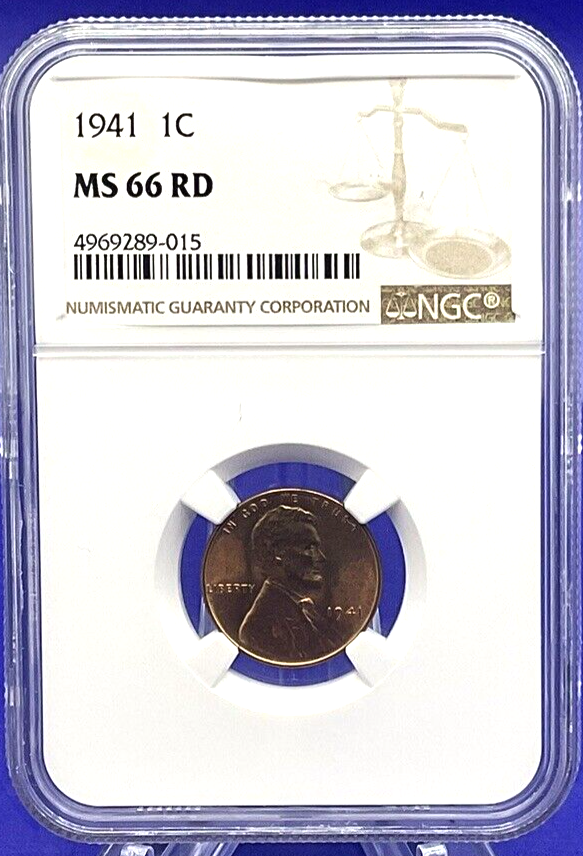 ⭐️ 1941 LINCOLN WHEAT CENT 1C NGC MS 66 RD 🔥 Fire Red Color UNCIRCULATED Coin